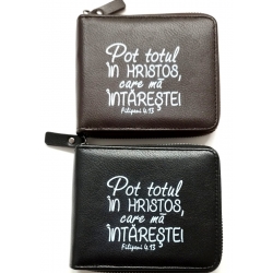 Portofel cu fermuar pentru barbati, Pot totul in Hristos!